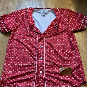 Red New York Patterned Men's Shirt
